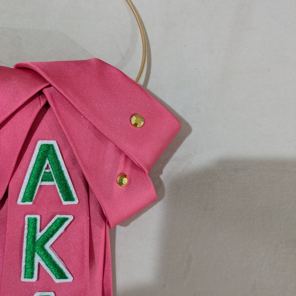 Pink and Green AKA Tie Brooch Necklace - Picture 3 of 7